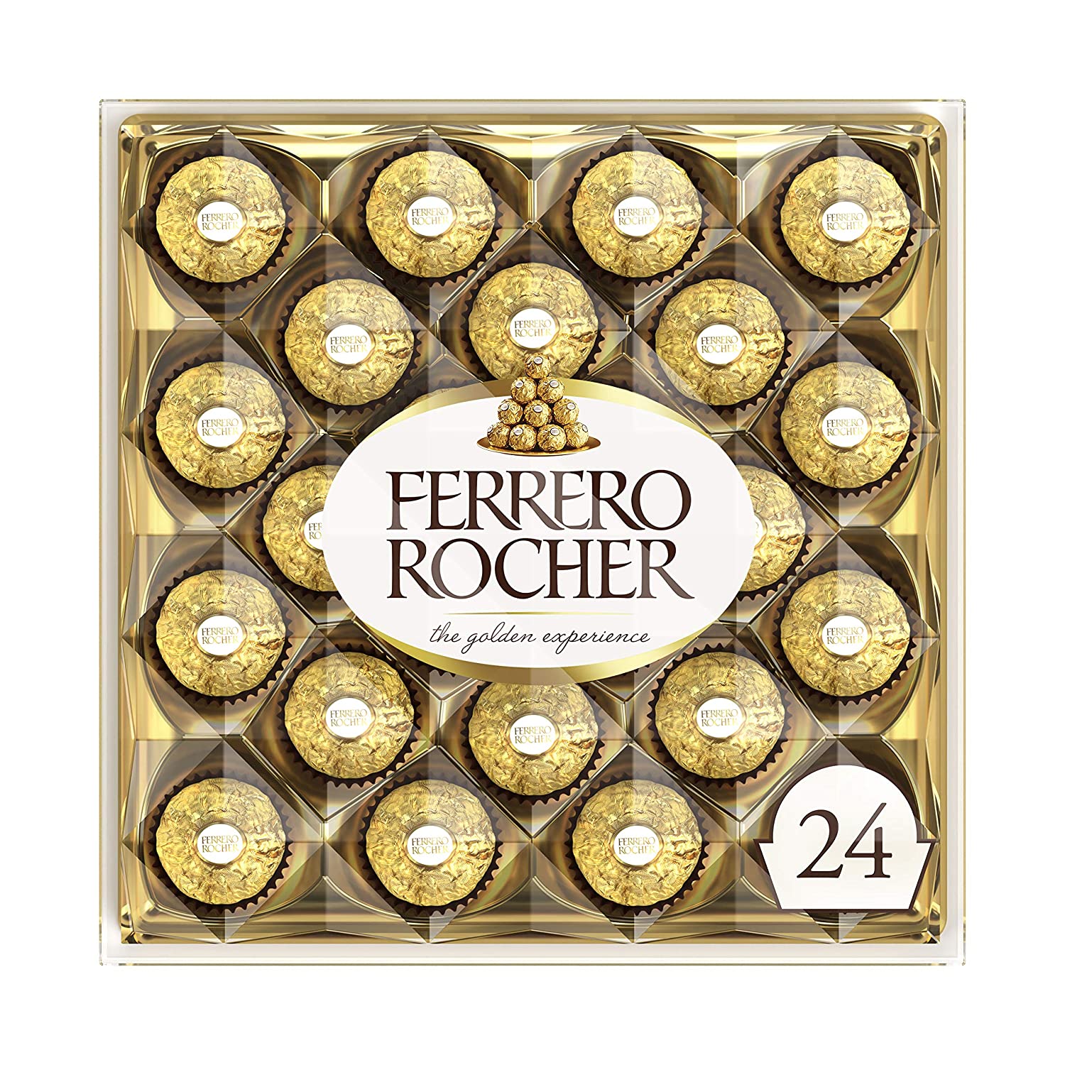 Ferrero Rocher Fine Hazelnut Milk Chocolate, 24pcs, Chocolate Candy Gift Box, 300g, Perfect Gift for Birthday, Valentines  &  Anniversary.